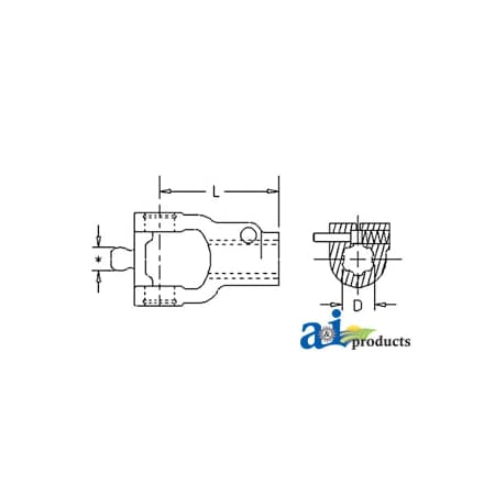 A & I Products Tractor yoke, CV, QD push pin, 1 3/8" 6 spline 3" x5" x7" A-141028151